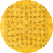 Round Persian Yellow Traditional Rug, tr289yw