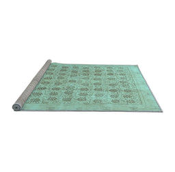 Sideview of Machine Washable Persian Light Blue Traditional Rug, wshtr289lblu