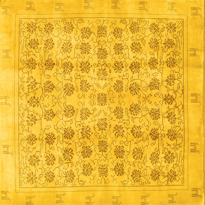 Square Machine Washable Persian Yellow Traditional Rug, wshtr289yw