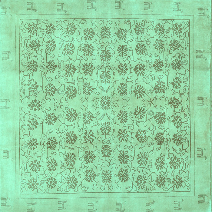 Square Machine Washable Persian Turquoise Traditional Area Rugs, wshtr289turq