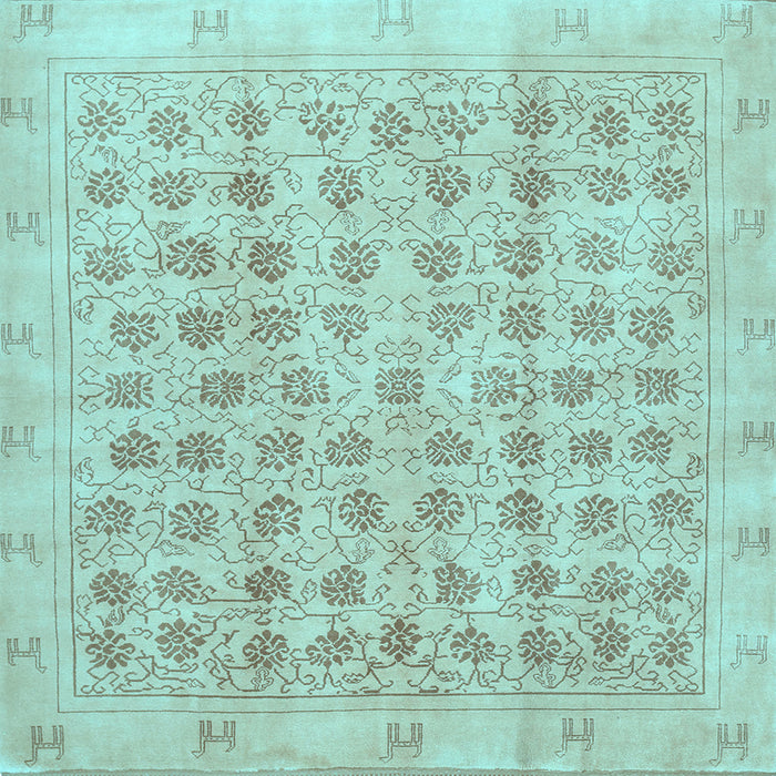 Square Machine Washable Persian Light Blue Traditional Rug, wshtr289lblu