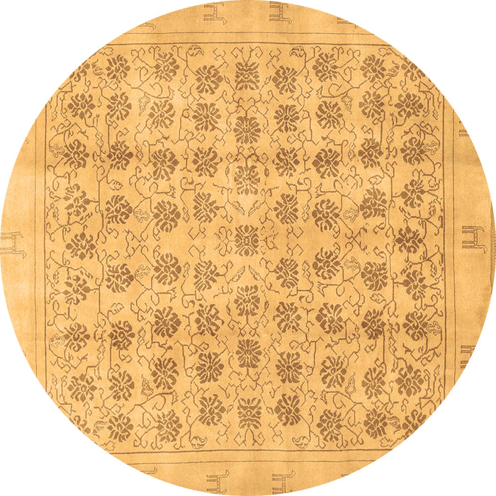 Round Machine Washable Persian Brown Traditional Rug, wshtr289brn