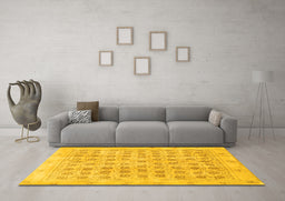 Machine Washable Persian Yellow Traditional Rug in a Living Room, wshtr289yw