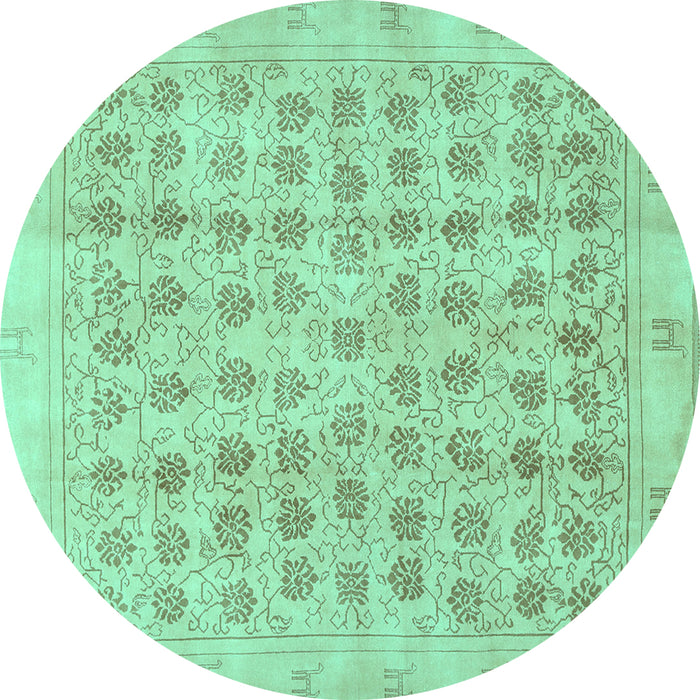 Round Machine Washable Persian Turquoise Traditional Area Rugs, wshtr289turq