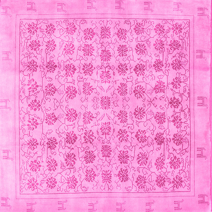 Square Machine Washable Persian Pink Traditional Rug, wshtr289pnk