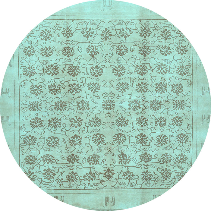 Round Machine Washable Persian Light Blue Traditional Rug, wshtr289lblu