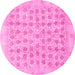 Round Machine Washable Persian Pink Traditional Rug, wshtr289pnk