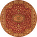 Machine Washable Medallion Orange Traditional Area Rugs, wshtr28org