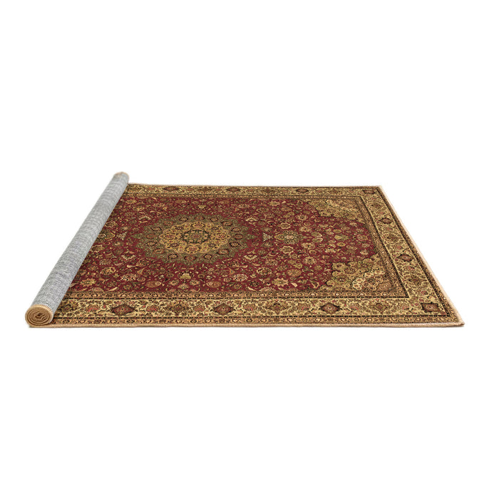 Sideview of Machine Washable Medallion Brown Traditional Rug, wshtr28brn