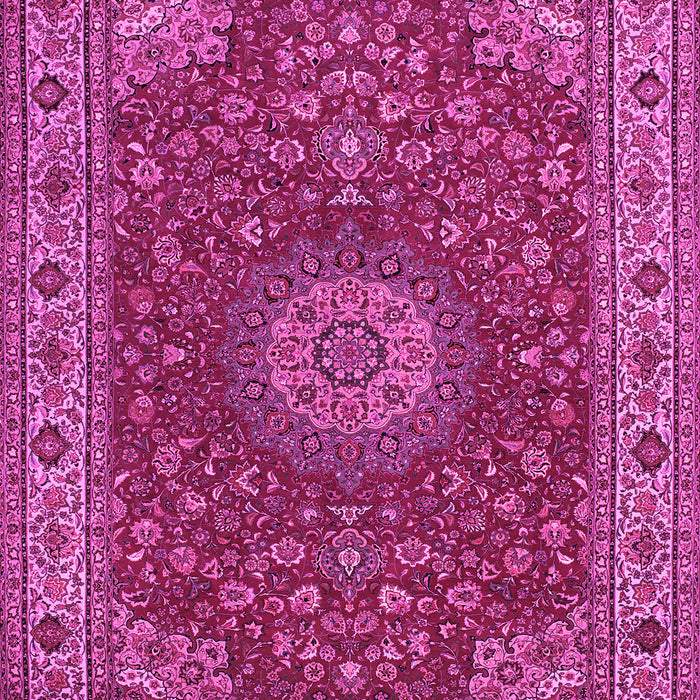 Machine Washable Medallion Pink Traditional Rug, wshtr28pnk