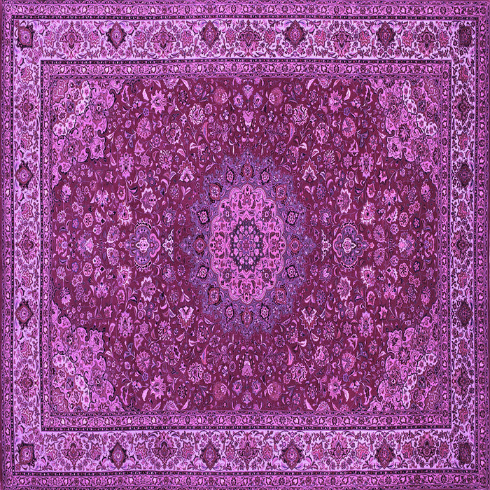 Square Machine Washable Medallion Purple Traditional Area Rugs, wshtr28pur