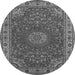 Machine Washable Medallion Gray Traditional Rug, wshtr28gry