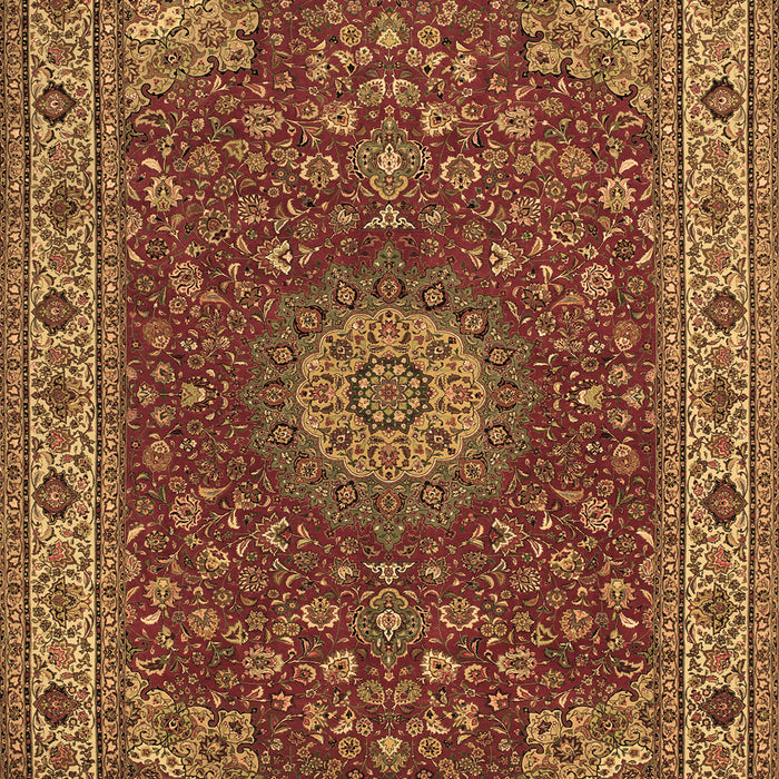 Machine Washable Medallion Brown Traditional Rug, wshtr28brn