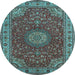 Round Medallion Light Blue Traditional Rug, tr28lblu