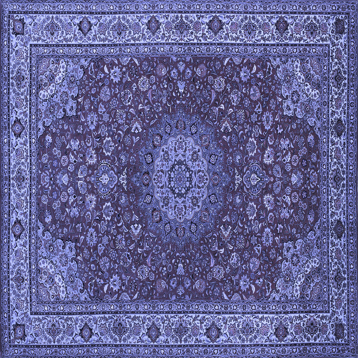Square Machine Washable Medallion Blue Traditional Rug, wshtr28blu