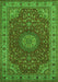 Serging Thickness of Machine Washable Medallion Green Traditional Area Rugs, wshtr28grn