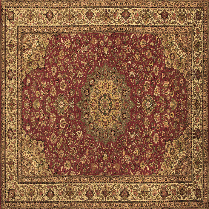 Square Machine Washable Medallion Brown Traditional Rug, wshtr28brn
