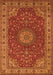 Serging Thickness of Machine Washable Medallion Orange Traditional Area Rugs, wshtr28org