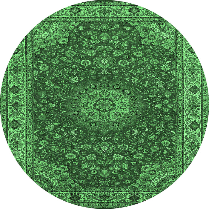 Round Medallion Emerald Green Traditional Rug, tr28emgrn