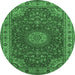 Round Medallion Emerald Green Traditional Rug, tr28emgrn