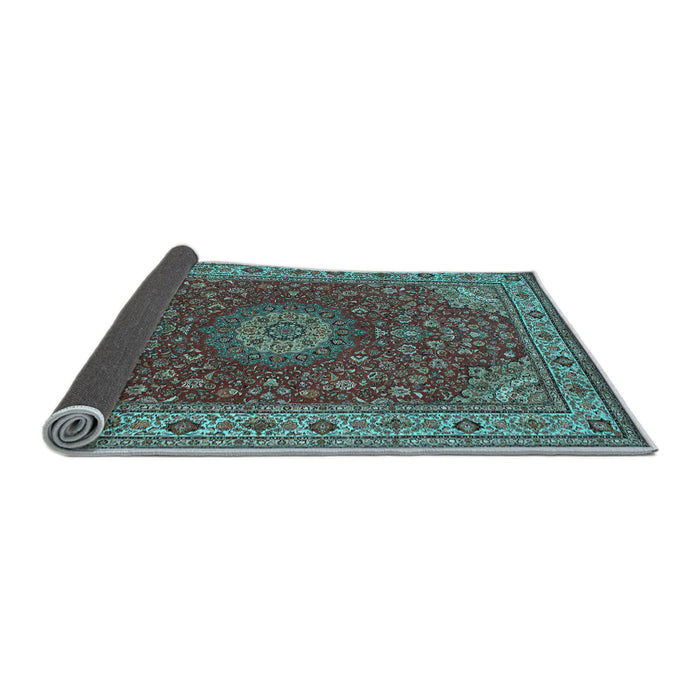 Sideview of Medallion Light Blue Traditional Rug, tr28lblu