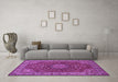 Machine Washable Medallion Purple Traditional Area Rugs in a Living Room, wshtr28pur