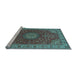 Sideview of Machine Washable Medallion Light Blue Traditional Rug, wshtr28lblu