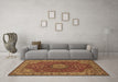 Machine Washable Medallion Brown Traditional Rug in a Living Room,, wshtr28brn