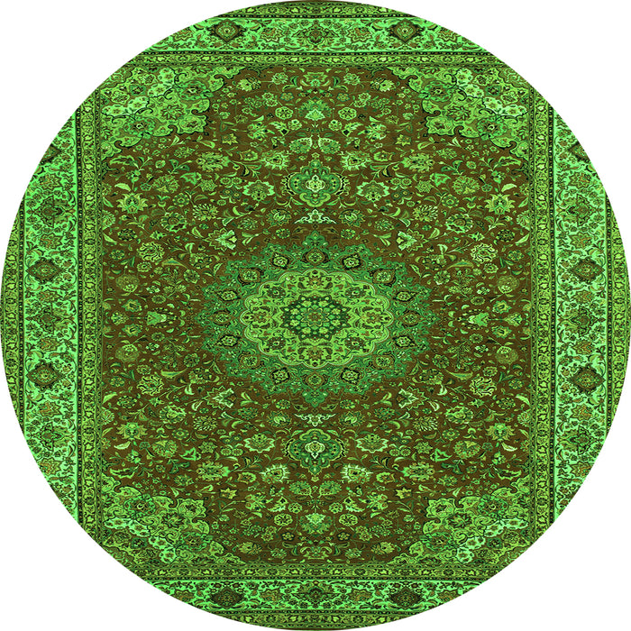 Machine Washable Medallion Green Traditional Area Rugs, wshtr28grn