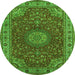 Machine Washable Medallion Green Traditional Area Rugs, wshtr28grn