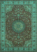 Machine Washable Medallion Turquoise Traditional Area Rugs, wshtr28turq