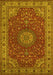 Machine Washable Medallion Yellow Traditional Rug, wshtr28yw