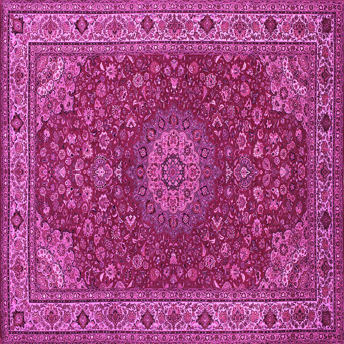 Square Machine Washable Medallion Pink Traditional Rug, wshtr28pnk