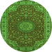 Square Medallion Green Traditional Rug, tr28grn