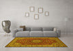 Machine Washable Medallion Yellow Traditional Rug in a Living Room, wshtr28yw