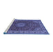 Sideview of Machine Washable Medallion Blue Traditional Rug, wshtr28blu