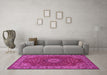 Machine Washable Medallion Pink Traditional Rug in a Living Room, wshtr28pnk