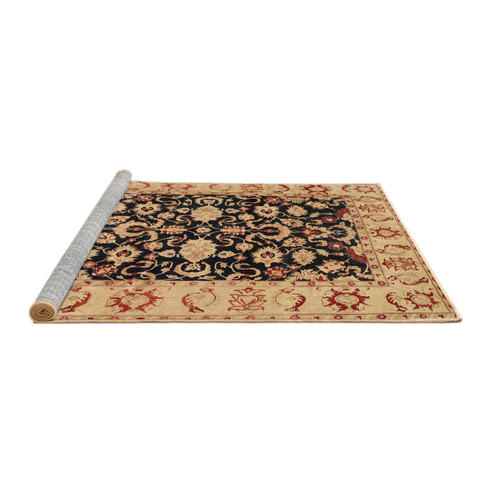 Sideview of Machine Washable Traditional Dark Sienna Brown Rug, wshtr290