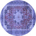 Round Medallion Blue Traditional Rug, tr2900blu