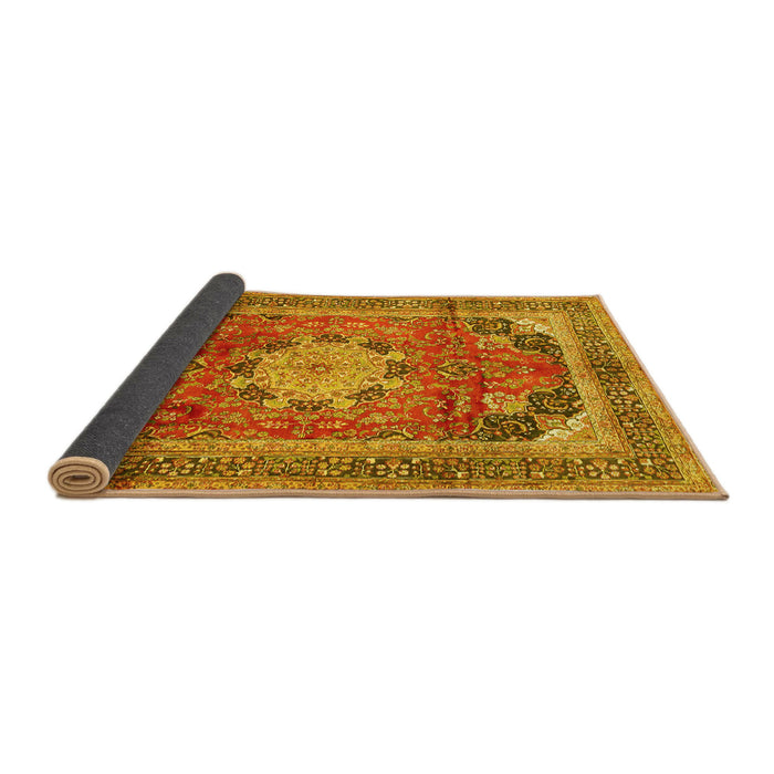 Sideview of Medallion Yellow Traditional Rug, tr2900yw