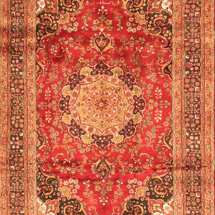 Serging Thickness of Machine Washable Medallion Orange Traditional Area Rugs, wshtr2900org