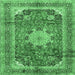 Square Medallion Emerald Green Traditional Rug, tr2900emgrn