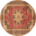 Round Medallion Brown Traditional Rug, tr2900brn