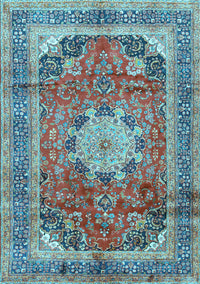 Medallion Light Blue Traditional Rug, tr2900lblu