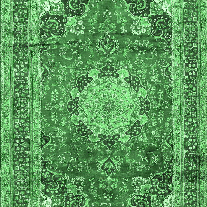 Machine Washable Medallion Emerald Green Traditional Area Rugs, wshtr2900emgrn