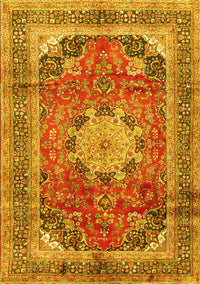 Medallion Yellow Traditional Rug, tr2900yw