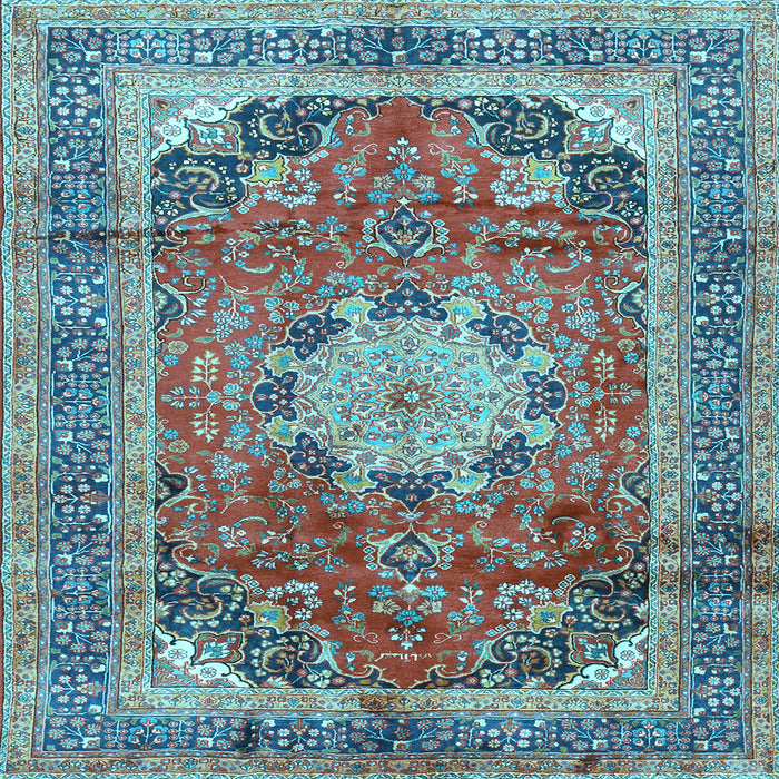 Square Medallion Light Blue Traditional Rug, tr2900lblu