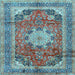 Square Medallion Light Blue Traditional Rug, tr2900lblu