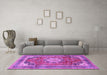 Machine Washable Medallion Purple Traditional Area Rugs in a Living Room, wshtr2900pur