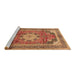 Sideview of Machine Washable Medallion Brown Traditional Rug, wshtr2900brn